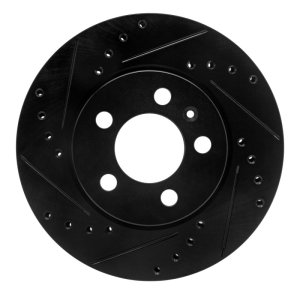 Volkswagen VENTO Brake Rotor (1) - Front Left - R1 Concepts - Drilled & Slotted - Black - `03-`18